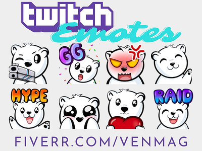 Twitch Emote - Polar Bear badge logo badges emote emoteart emotes emotes for twitch emotestwitch twitch twitch art twitchemote