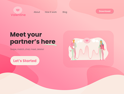 Valentine design flat landingpage minimal ui ux web website