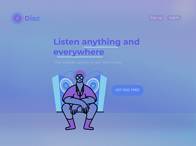 Disc app design flat graphic design landingpage minimal ui ux web website