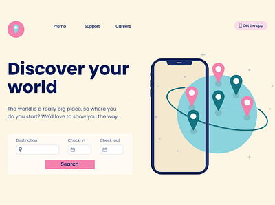 Discover design flat graphic design illustration landingpage minimal ui ux web website