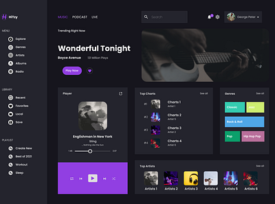 HiTzy dark graphic design landingpage music nightmode ui