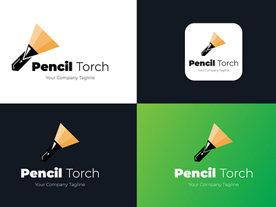 Pencil Torch Concept Logo Design branding clean design flat graphic design icon illustration logo logodesign logotype minimal vector