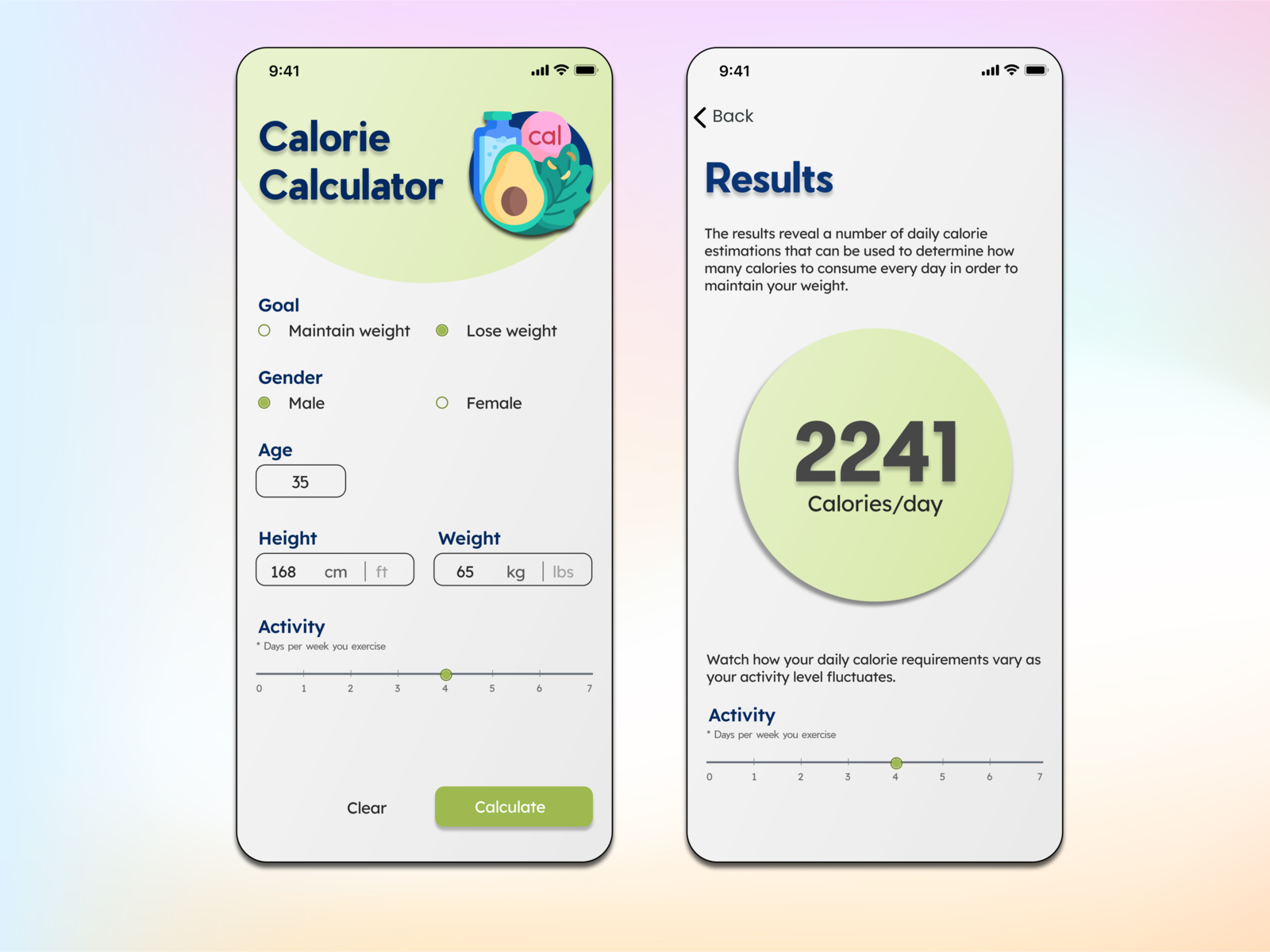 Calorie Calculator By Raquel Marin On Dribbble   Slide 4 3   1 4x 