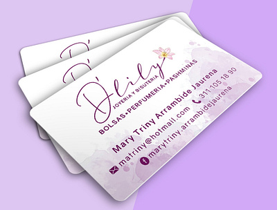 D'lily business card branding business card design graphic design illustration illustrator jewerly lila logo minimal vector watercolour