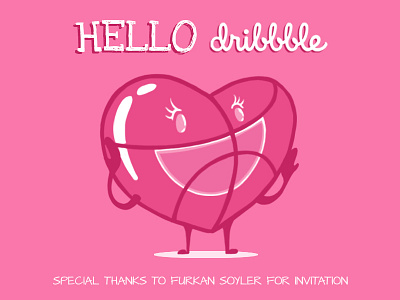 Hello Dribbble ! debut first shot happy heart hello hello dribbble invitation invite pink