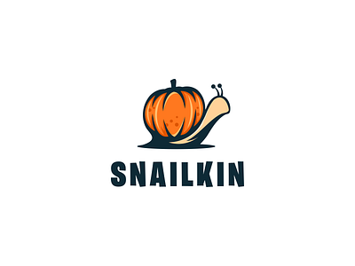 Snailkin logo cute design icon logo minimal negative space pumpkin simple snail