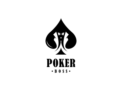 PokerBoss logo ace boss design icon logo minimal negative space poker simple tuxedo vector