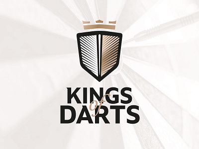 Kings of darts crown dart gold logo minimal sword