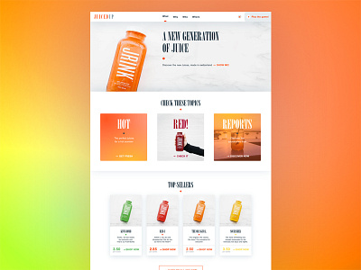 Concept UI-Design for a Juice Brand brand concept design e commerce juice ui webshop