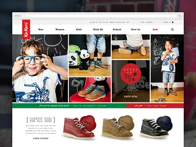 Kickers eCommerce Store clean ecommerce fashion kickers kids shoes site store ui website