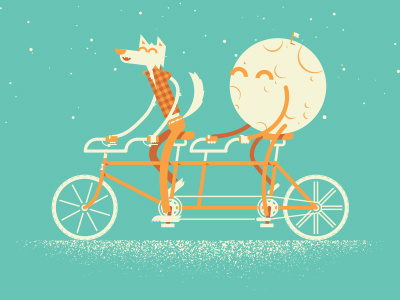 ARTCRANK San Francisco artcrank bike biking illustration moon tandem bike werewolf