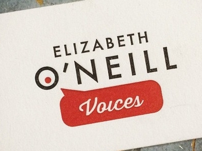 Elizabeth O'Neill Voices logo black face letterpresses logo red typography voice