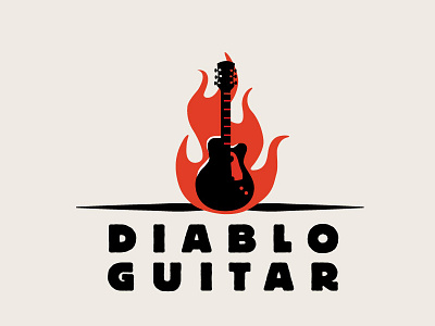 Diablo Guitar Logo branding devil fire flame guitar logo