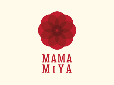 Mama Miya food truck logo circles flower food food truck japanese logo red slab serif transparent