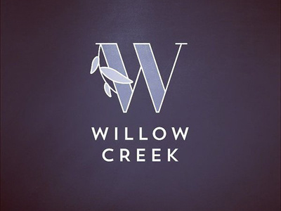 Willow Creek logo design branch leaf logo real estate serif type w willow