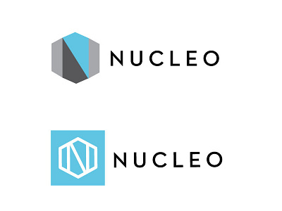 Nucleo logo balance hexagon line n o sans serif science symmetry