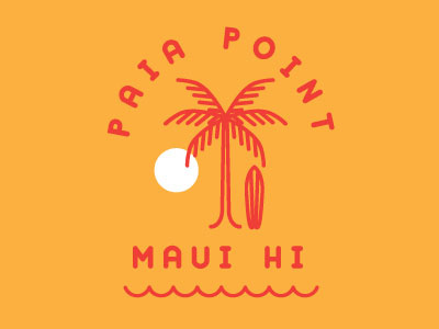 Paia Point Logo board hawaii maui ocean paia palm tree sun sunset surfing tropics water waves