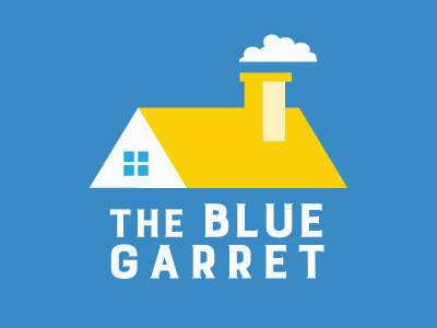 Blue Garret Logo exploration attic cloud flat garret logo roof sky smoke window