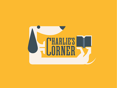 Charlie's Corner logo book branding dog logo read vector