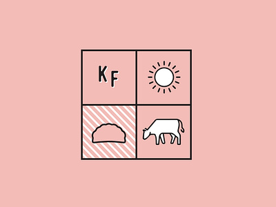 Kinship logo exploration cow dumpling linear logo sun