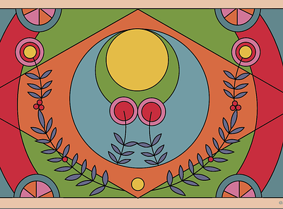 Personal project - illustration deco floral geometric illustration saturated