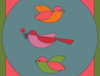 Deco Birds bird bird illustration color dove icon peace retro saturated vector vibrant