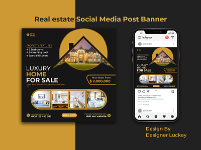 Creative Real Estate Social Media Post Banner Design Template