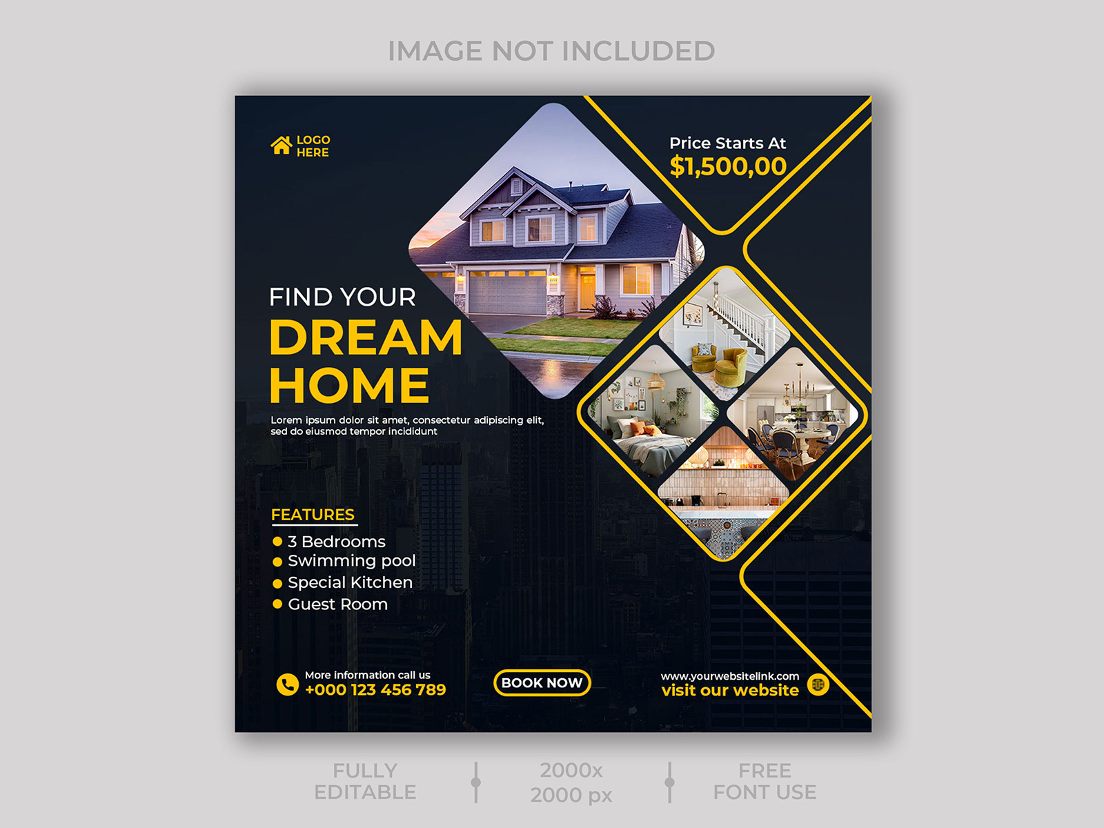 Real Estate Social Media Facebook Post Banner Template by Designer