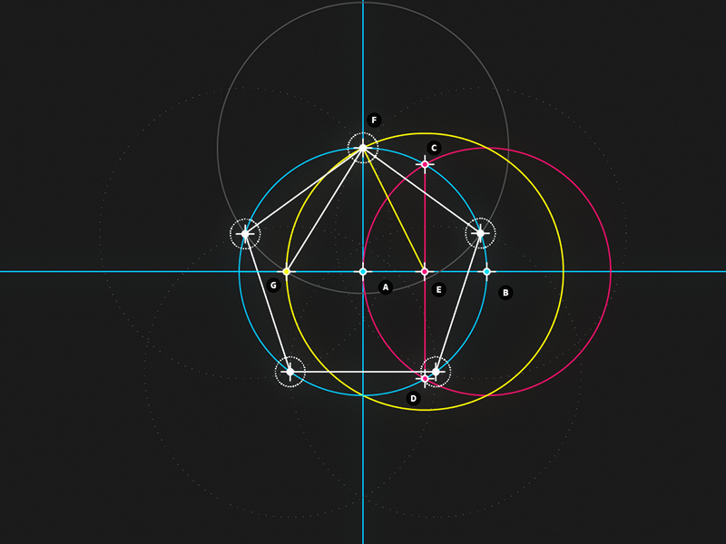  Circle and Line : 05 - Pentagon motion design
