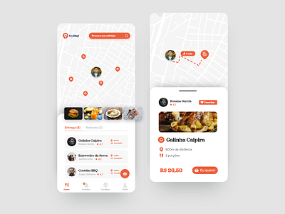 MyChef android branding card category chef delivery food homemade ios logo map orange shop