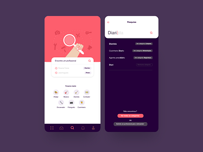 Tahnamão! - Profissionais a um toque android category ilustration ios magenta mobile procut purple search service