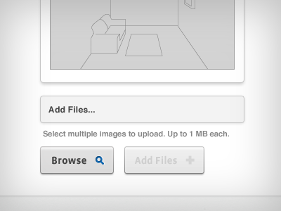 Load Images add files blue browse button grey white