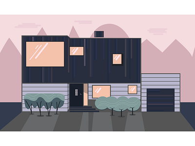 Cutehouse Uglyplants after effects aftereffects house illustration modern modern house peach windows pink trees