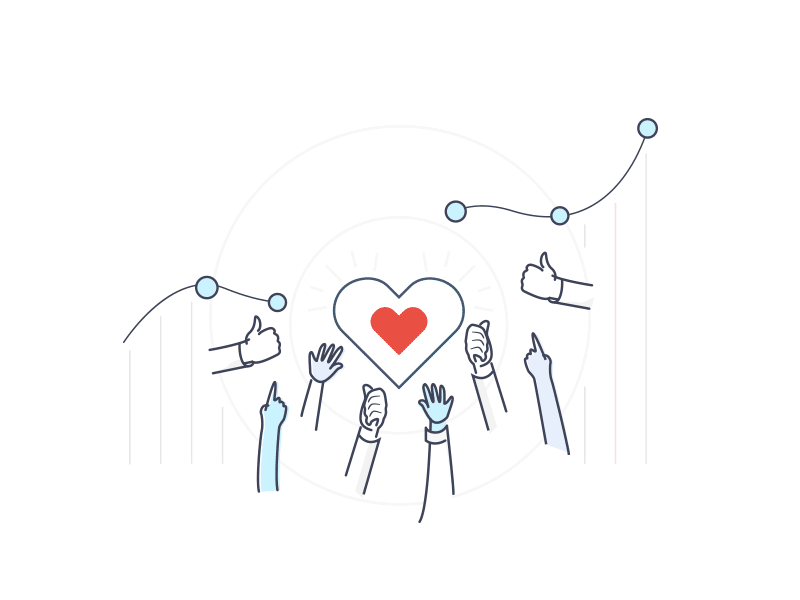 Rejected - Social Engagement Illustration chart diversity hands heart iconography illustration love reject social thumbs-up