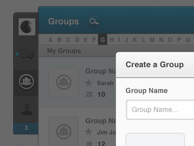 Group Edit create form modal options search
