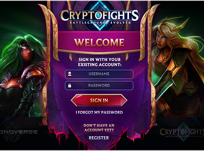 CryptoFights - Welcome crypto cryptocurrency game login