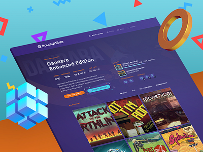 BountyMode - Video Game Web Store achievements bounty branding chrono concept design game icons indie sale steam store ui