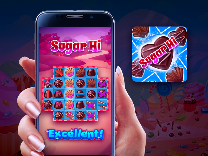 Sugar Hi icon ios puzzle crush candy sweets match 3 design art game mobile