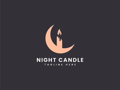 Candle Logo Design branding burn candle design fire gradient logo graphicdesign illustration logo logo design logo maker minimalist logo moon night ui
