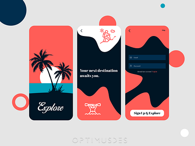 Explore or Travel Mobile App Sign Up adventure android app beach booking camping colors destination explore figma hiking ios minimal mobile app design sign in sign up travel ui ux