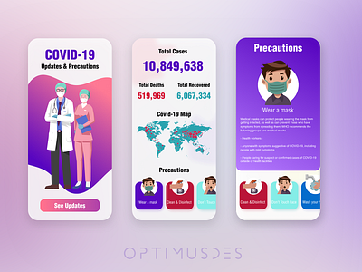 COVID 19 Mobile App android app concept coronavirus covid 19 design figma ios ios 14 minimal mobile app design optimusdes sketch ui user experience user interaction user interface ux