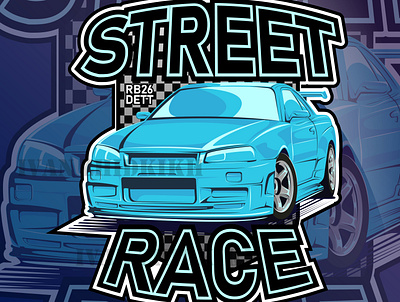 Sticker Nissan Skyline art branding design flat icon illustration logo streetart vector web