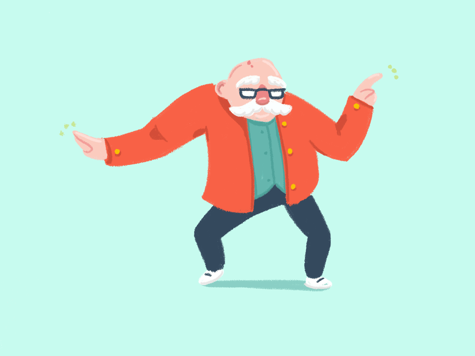 Dancing Man 2danimation after effects animated gif animation dance moves dancing eyebrows illustration magic moustache old people photoshop