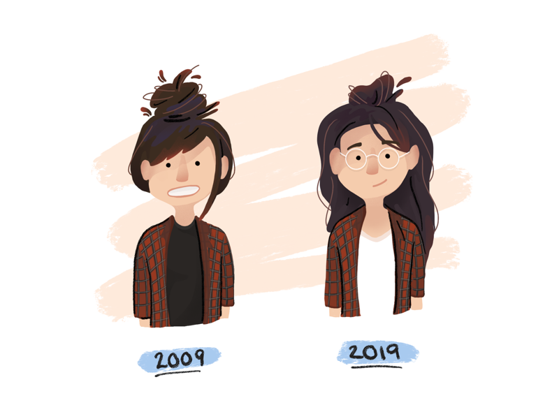 My take on the 10 year challenge glasses facebook ten year challenge plaid girl portrait digital painting procreate illustration