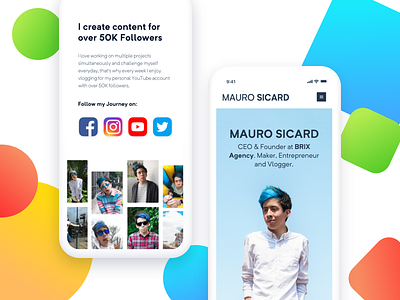 MAURO SICARD (Personal Website) | Mobile Version colors creative creativity mobile mobile design personal website ui design web design wordpress