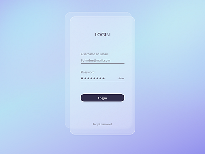 Glassy mobile login app design minimal ui