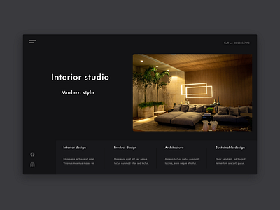 Interior studio landing page concept