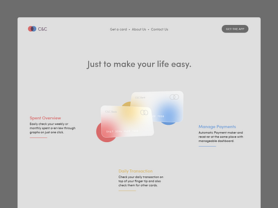 C&C Payments - Landing Page adobe xd credit credit card payment dark mode dark ui home page landing page design payment app skill mix spent transaction