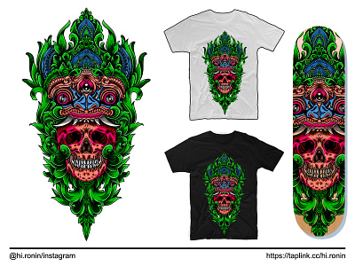 barong skull balinese appareldesign artworkforsale balinese balineseillustration barong brand branding culture customillustrations designforsale designmerch illustration photoshop skateboarddesign tattoo tattoostyle tshirtdesign