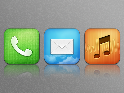 iOS Theme - Phone, Mail, iPod icon iphone ipod mail music phone theme